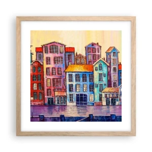 Poster in einem Rahmen aus heller Eiche - Stadt wie aus einem Märchen - 40x40 cm