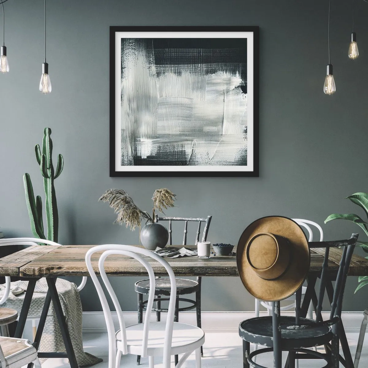 Poster in einem schwarzem Rahmen - Vertikal und horizontal gewebt - 60x60 cm