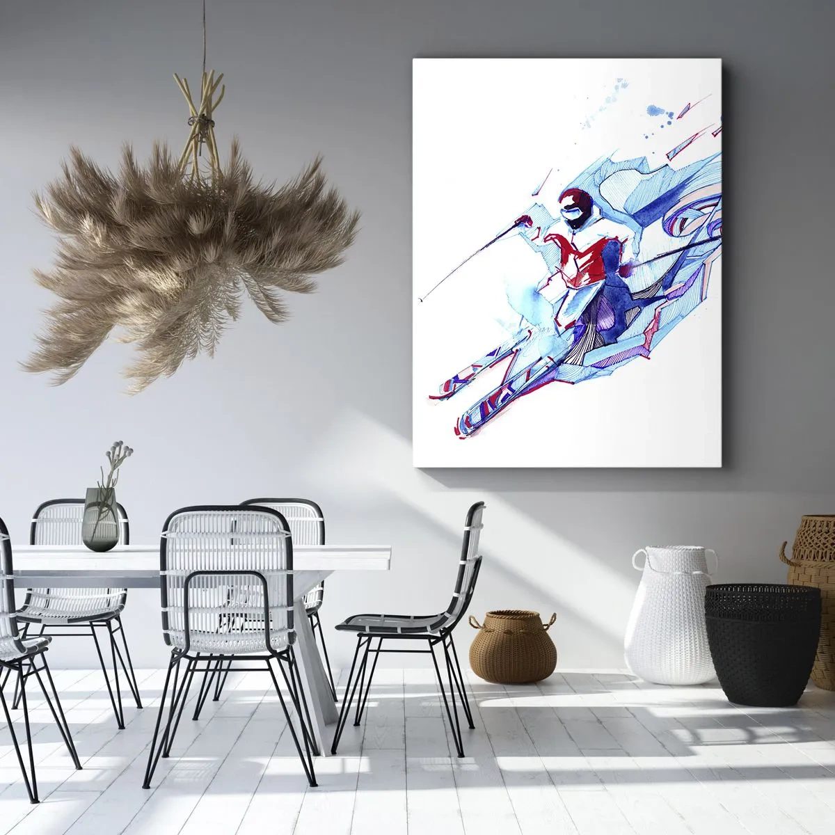 Bild auf Leinwand - Leinwandbild - Abstrakter Reiter in dynamischen Farben - 50x70cm - Verrückter Ansturm vor Freude - Moderne Wanddekoration für Wohnzimmer und Schlafzimmer ARTTOR