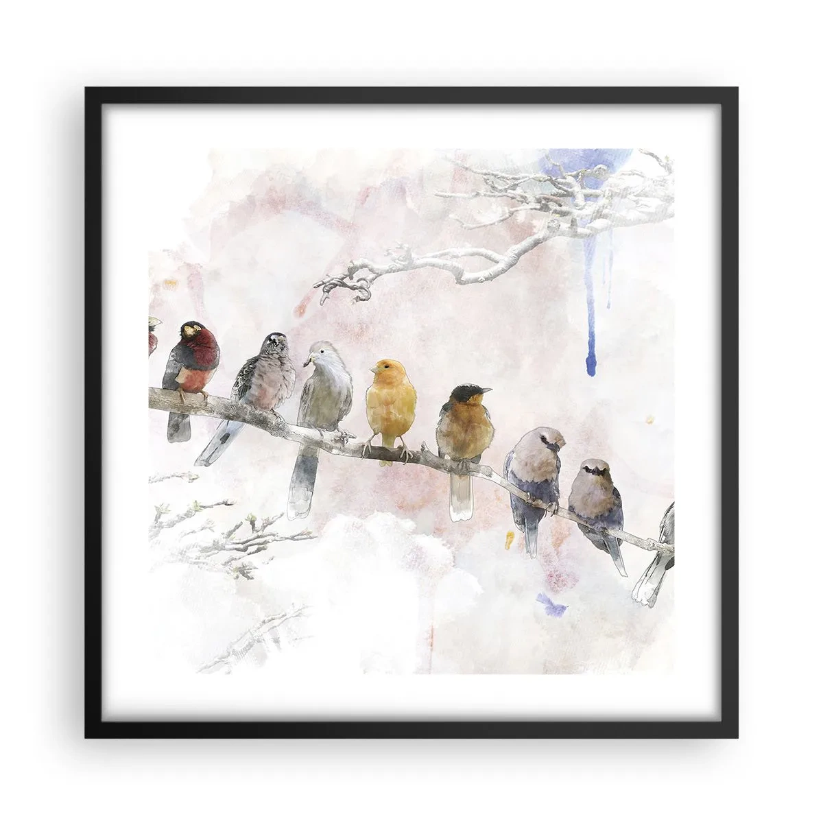 Poster in einem schwarzem Rahmen - Geflügeltes Treffen - 50x50 cm