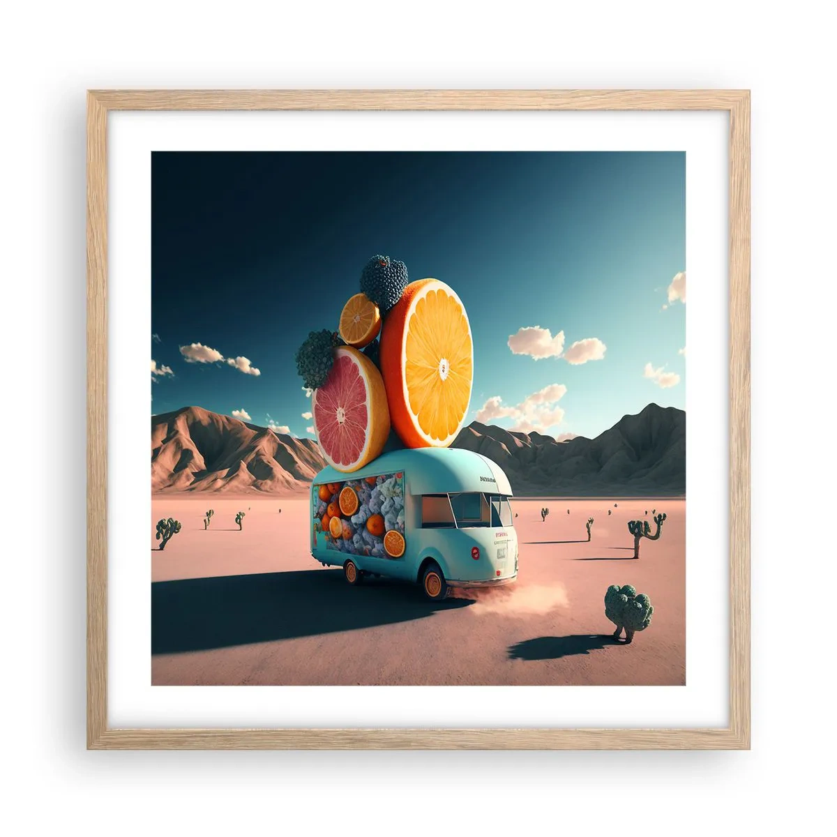 Poster in einem Rahmen aus heller Eiche - Geschmack von Urlaub - 50x50 cm
