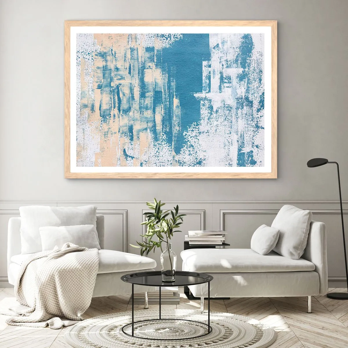 Poster in einem Rahmen aus heller Eiche - Durch einen Eiszapfen - 70x50 cm