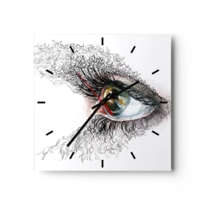 Wanduhr - Glasuhr - Ein künstlerisches Auge mit gelbgrüner Iris und komplizierten Details. - 30x30cm - Schau direkt in die Seele - Moderne Wanddekoration für Wohnzimmer und Schlafzimmer ARTTOR
