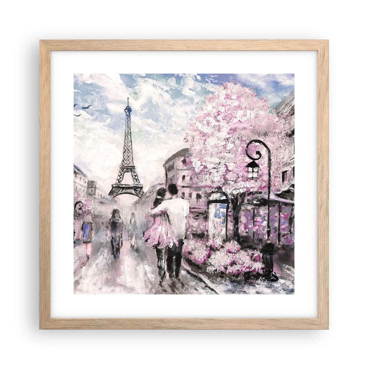 Poster in einem Rahmen aus heller Eiche - Wie man sich verlieben kann, ist nur in ... - 40x40 cm