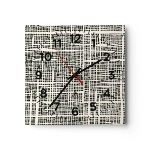 Wanduhr - Glasuhr - Gewebte Komposition - 40x40 cm