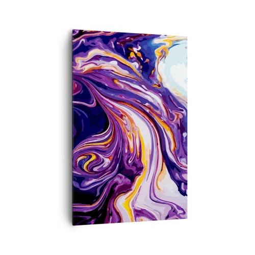 Bild auf Leinwand - Leinwandbild - Ein dynamisches abstraktes Muster in Lila- und Gelbtönen. - 80x120cm - Die Falte ist lila geworden - Moderne Wanddekoration für Wohnzimmer und Schlafzimmer ARTTOR