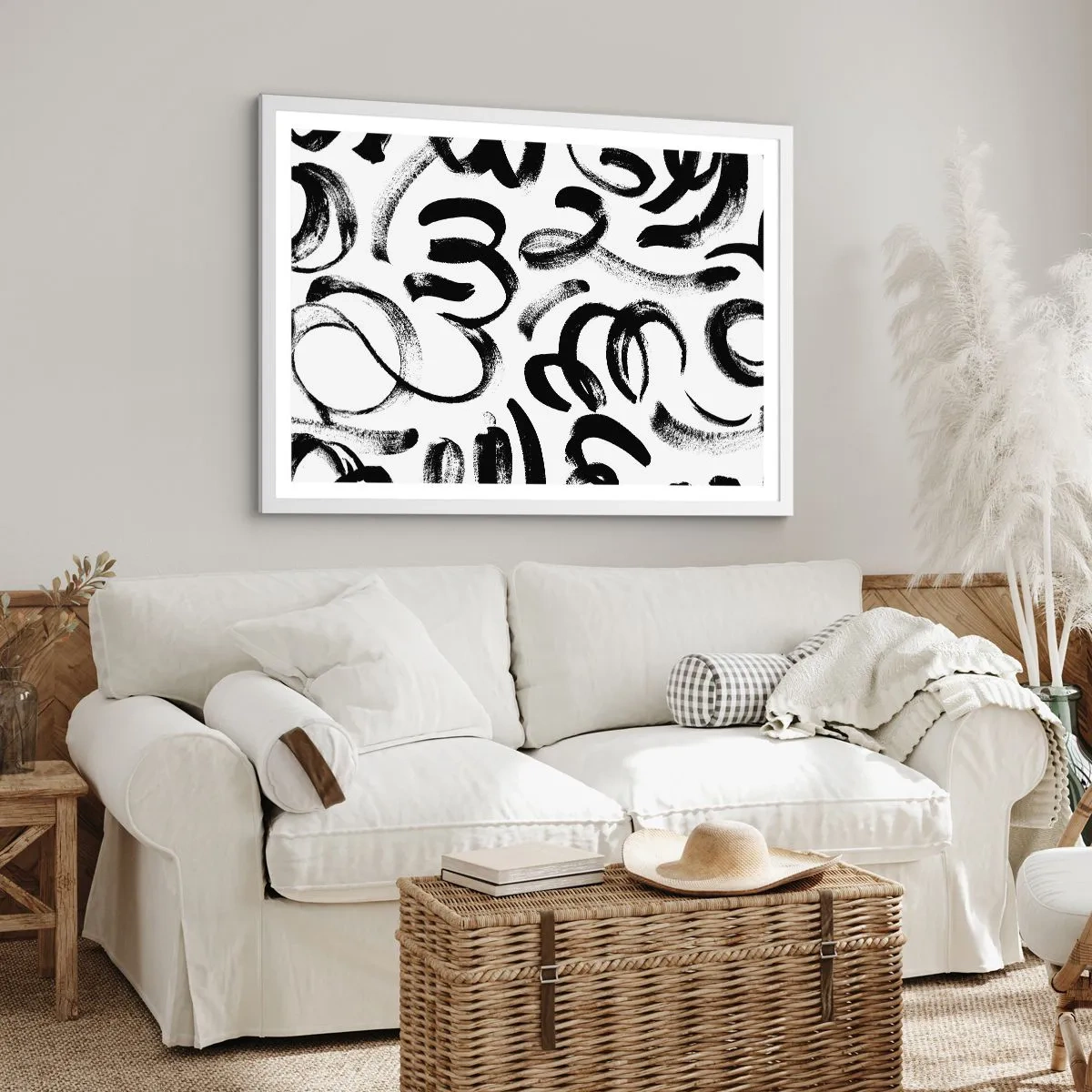 Poster in einem weißen Rahmen - Schwarz auf Weiß - 50x40 cm