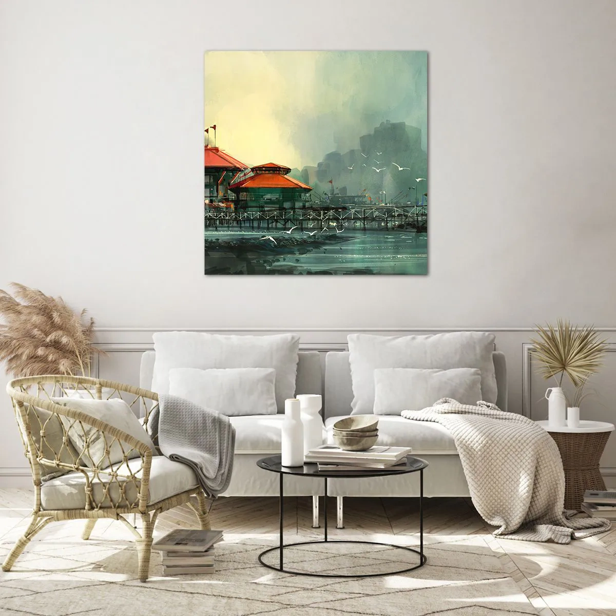 Glasbild - Bild auf glas - Ein sonniger Tag im Hafen - 30x30 cm