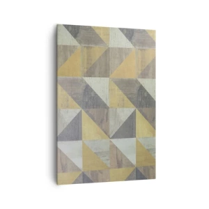 Bild auf Leinwand - Leinwandbild - Geometrische Komposition aus Dreiecken in erdigen Farbtönen - 70x100cm - Am Winkel des Dreiecks - Moderne Wanddekoration für Wohnzimmer und Schlafzimmer ARTTOR