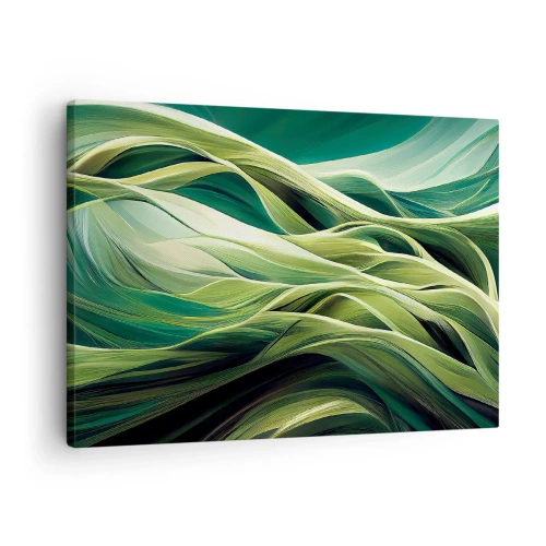 Bild auf Leinwand - Leinwandbild - Dynamische Linien in Grüntönen - 70x50cm - Abstraktes grünes Spiel - Moderne Wanddekoration für Wohnzimmer und Schlafzimmer ARTTOR