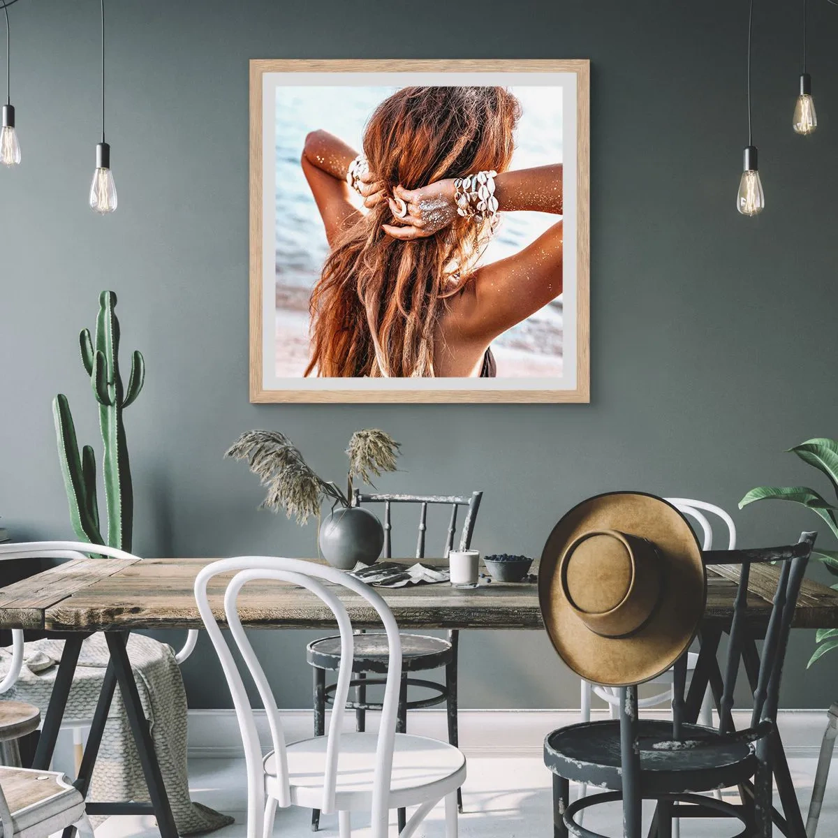 Poster in einem Rahmen aus heller Eiche - Eine Schwester von Wasser und Sonne - 60x60 cm