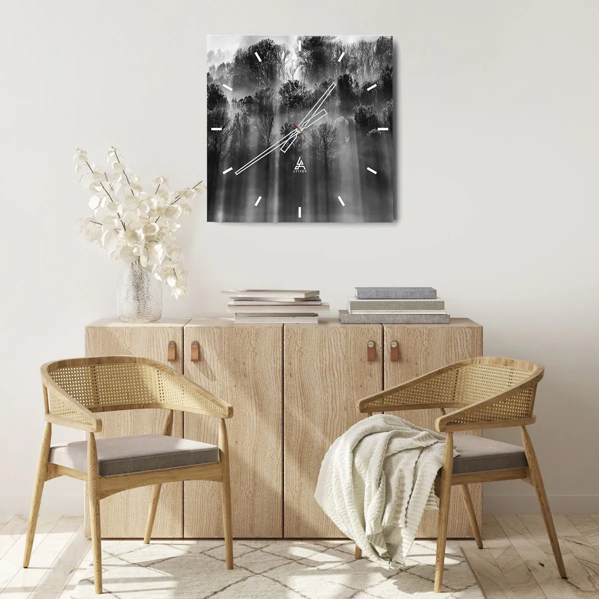 Wanduhr - Glasuhr - In Lichtstrahlen - 40x40 cm