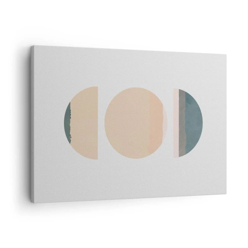 Bild auf Leinwand - Leinwandbild - Abstrakte geometrische Formen in Pastellfarben - 70x50cm - Ein Rad hinter dem anderen… - Moderne Wanddekoration für Wohnzimmer und Schlafzimmer ARTTOR