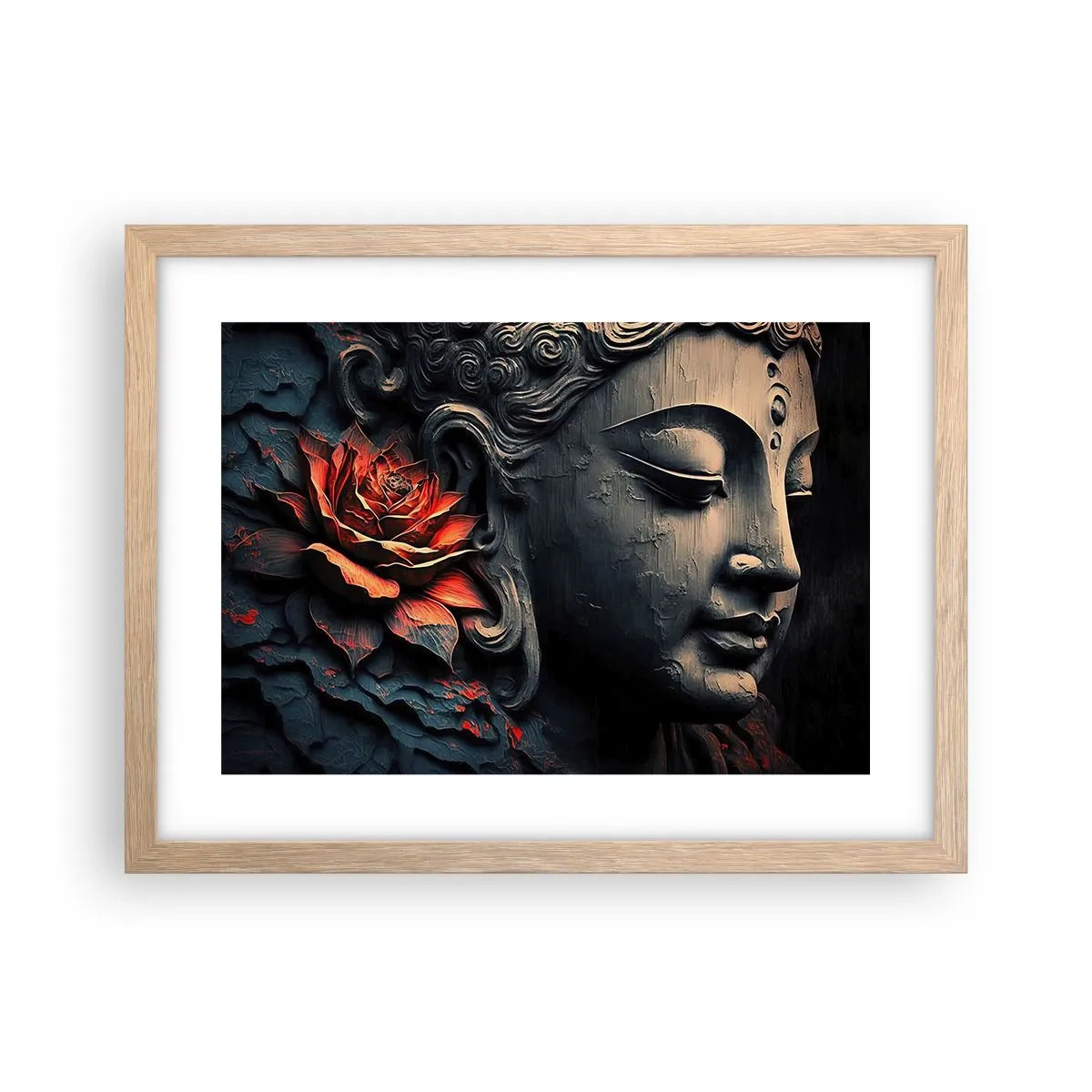 Poster in einem Rahmen aus heller Eiche - Im Einklang mit der Welt - 40x30 cm