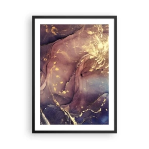 Poster in einem schwarzem Rahmen - Eine abstrakte Komposition mit Gold- und Brauntönen im künstlerischen Stil. - 50x70cm - Materie und Geist - Moderne Wanddekoration für Wohnzimmer und Schlafzimmer ARTTOR