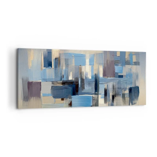 Bild auf Leinwand - Leinwandbild - Geometrische Formen in Blau- und Beigetönen - 120x50cm - Blaue Konstruktion - Moderne Wanddekoration für Wohnzimmer und Schlafzimmer ARTTOR