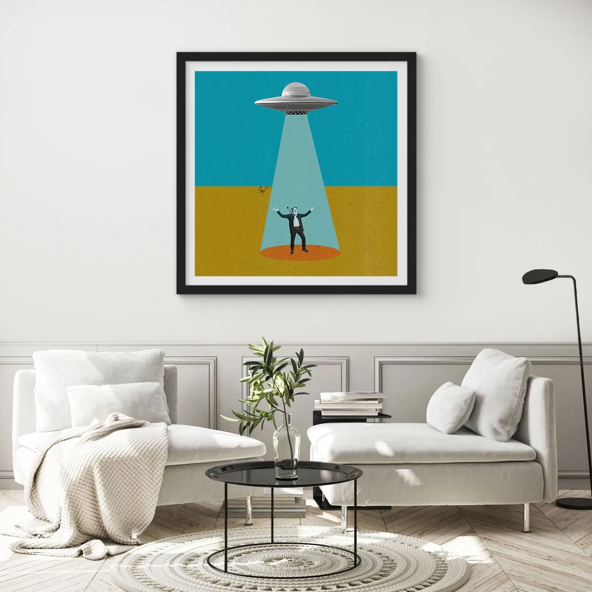 Poster in einem schwarzem Rahmen - Nahe Begegnung - 50x50 cm