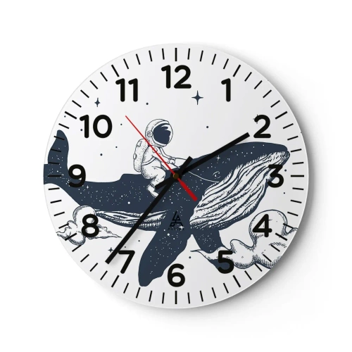 Wanduhr - Glasuhr - Weltraumabenteuer - 30x30 cm