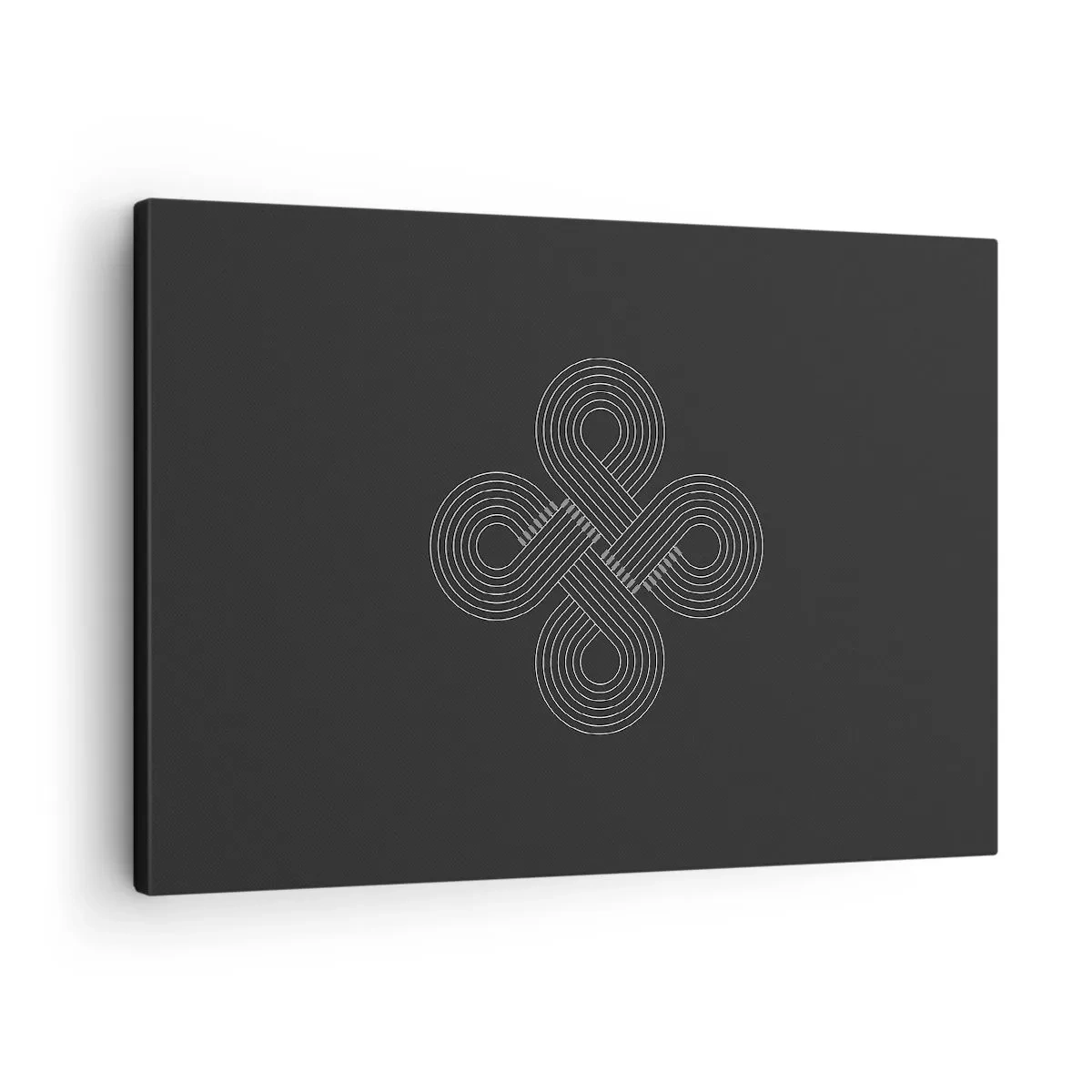 Bild auf Leinwand - Leinwandbild - Keltisches Muster im minimalistischen Stil auf schwarzem Hintergrund - 70x50cm - Im keltischen Geist - Moderne Wanddekoration für Wohnzimmer und Schlafzimmer ARTTOR