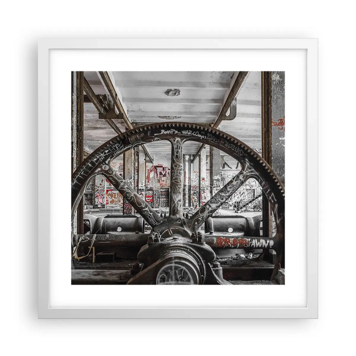 Poster in einem weißen Rahmen - Das geheime Leben der Fabrik - 40x40 cm