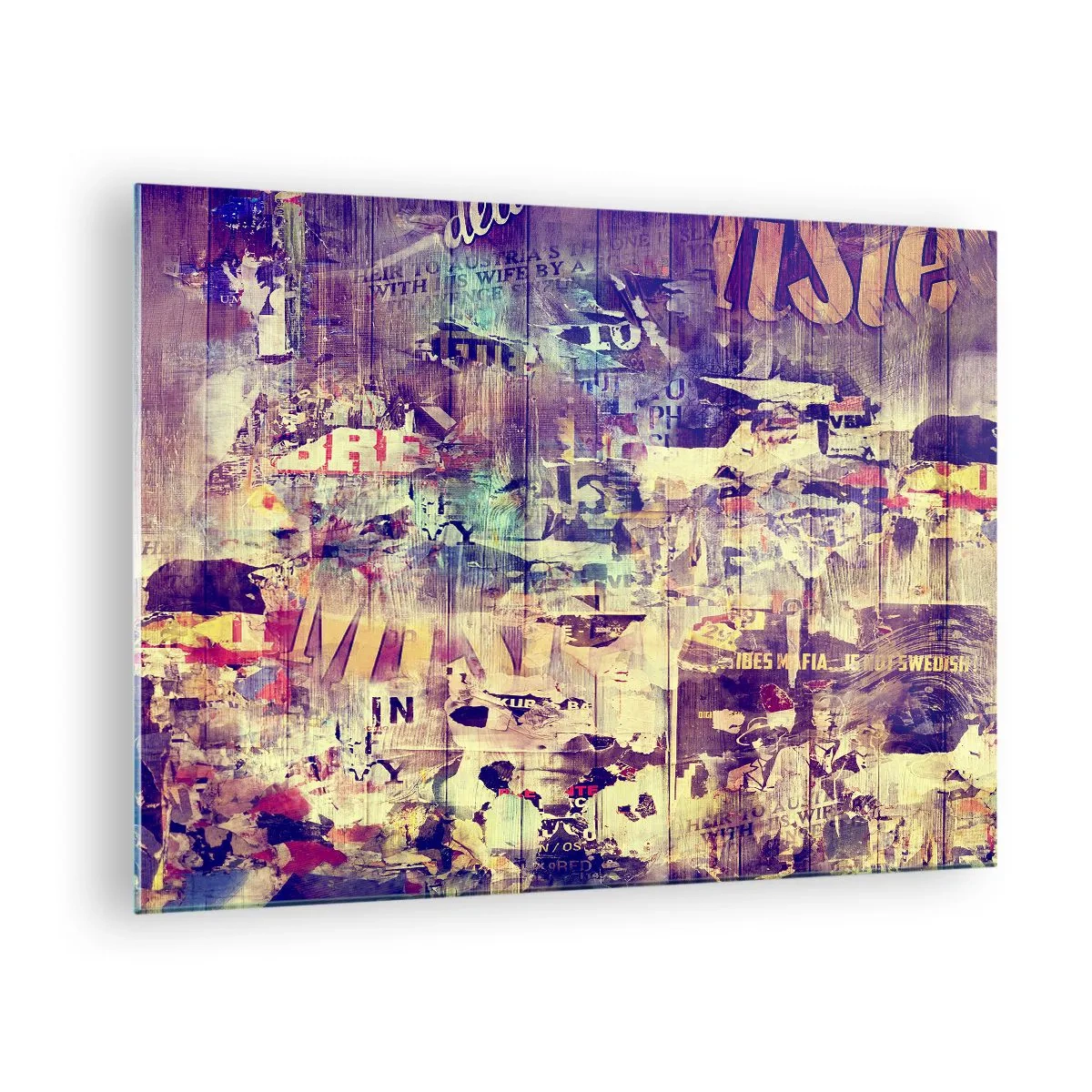 Glasbild - Bild auf glas - Abstrakte Komposition mit urbanen Texturen und Graffiti - 70x50cm - Und das ist alles, was es geben wird - Moderne Wanddekoration für Wohnzimmer und Schlafzimmer ARTTOR