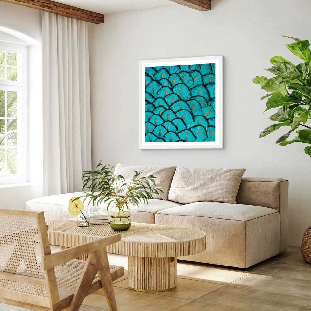 Poster in einem weißen Rahmen - Große Federgala - 50x50 cm