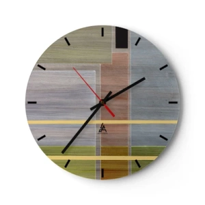 Wanduhr - Glasuhr - Farbige Rechtecke in horizontaler und vertikaler Anordnung - 30x30cm - Einfach und ruhig - Moderne Wanddekoration für Wohnzimmer, Küche und Schlafzimmer ARTTOR