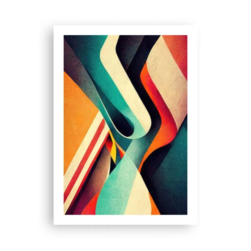Poster - Abstrakte Wellen in leuchtenden Retro-Farben - 50x70cm - Intensive Komposition - Moderne Wanddekoration für Wohnzimmer und Schlafzimmer ARTTOR