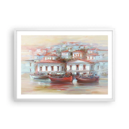 Poster in einem weißen Rahmen - Glückliche Stadt - 70x50 cm