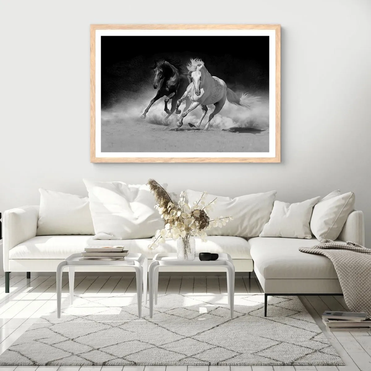 Poster in einem Rahmen aus heller Eiche - Galopp der Freiheit - 40x30 cm