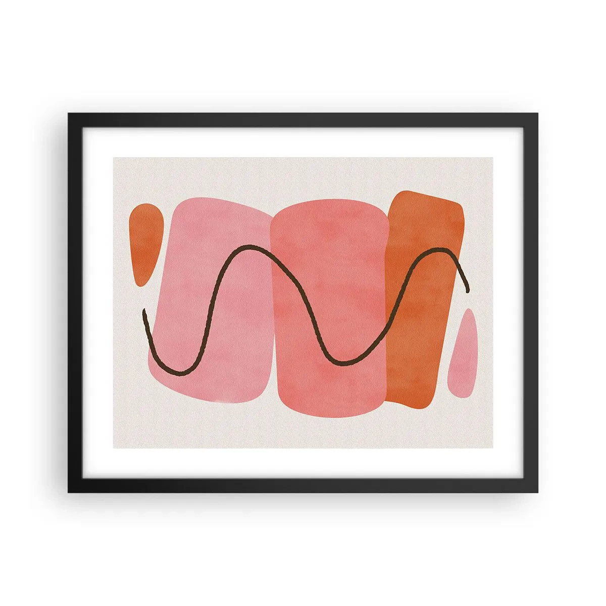 Poster in einem schwarzem Rahmen - Sanfte Bewegung der Formen - 50x40 cm