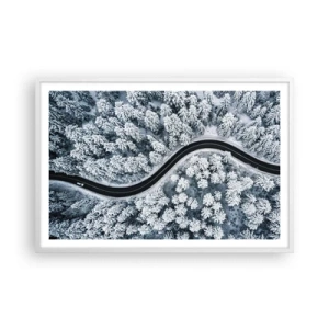 Poster in einem weißen Rahmen - Durch den Winterwald - 91x61 cm