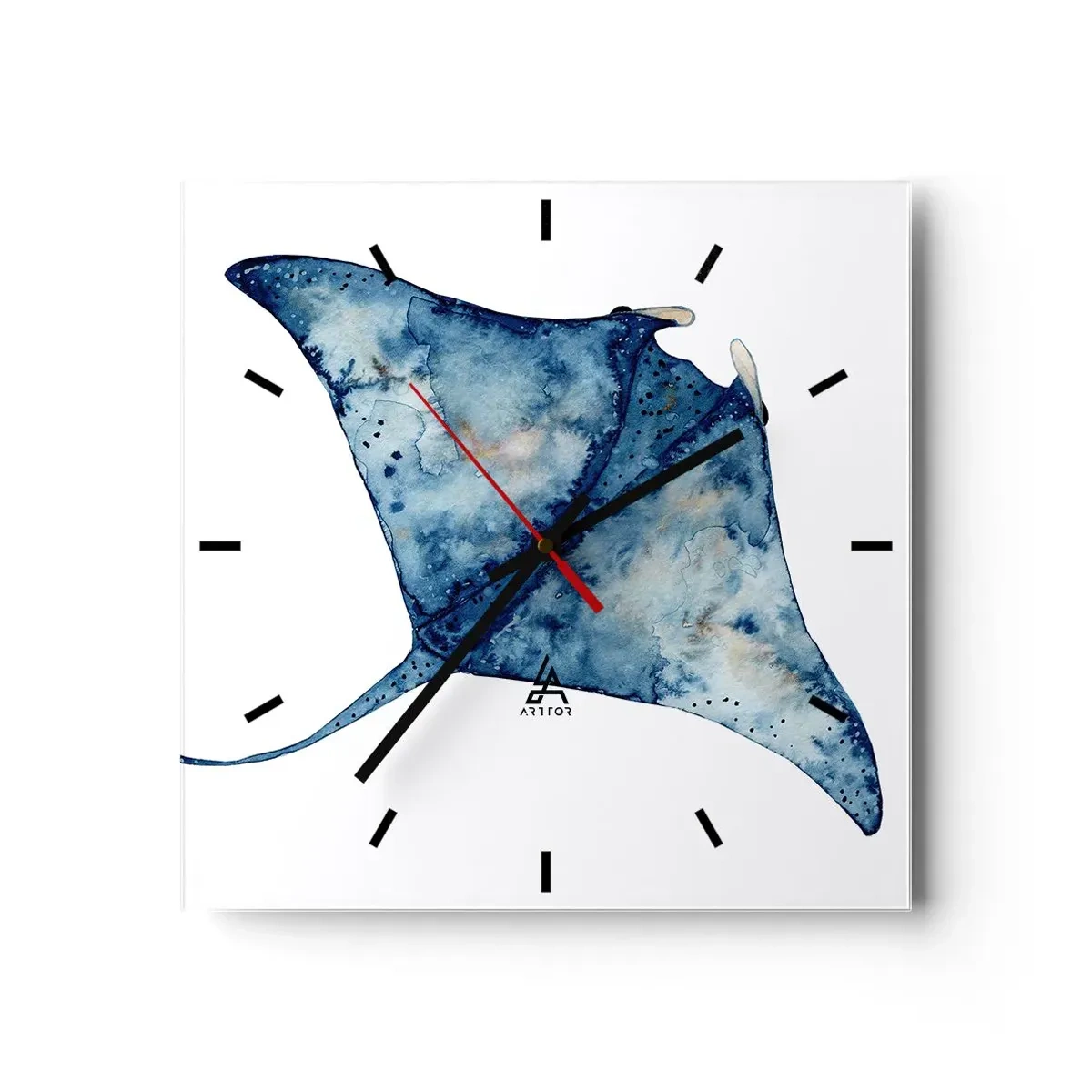 Wanduhr - Glasuhr - Leben im Blau - 40x40 cm