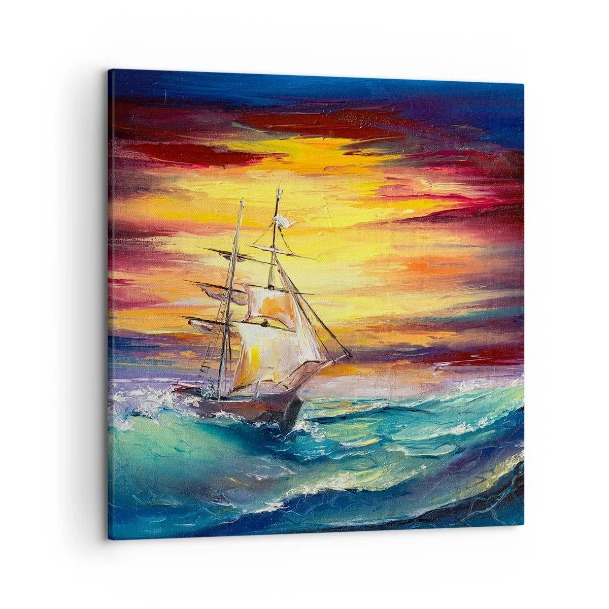 Bild auf Leinwand - Leinwandbild - Tapfer unter den Wellen - 50x50 cm