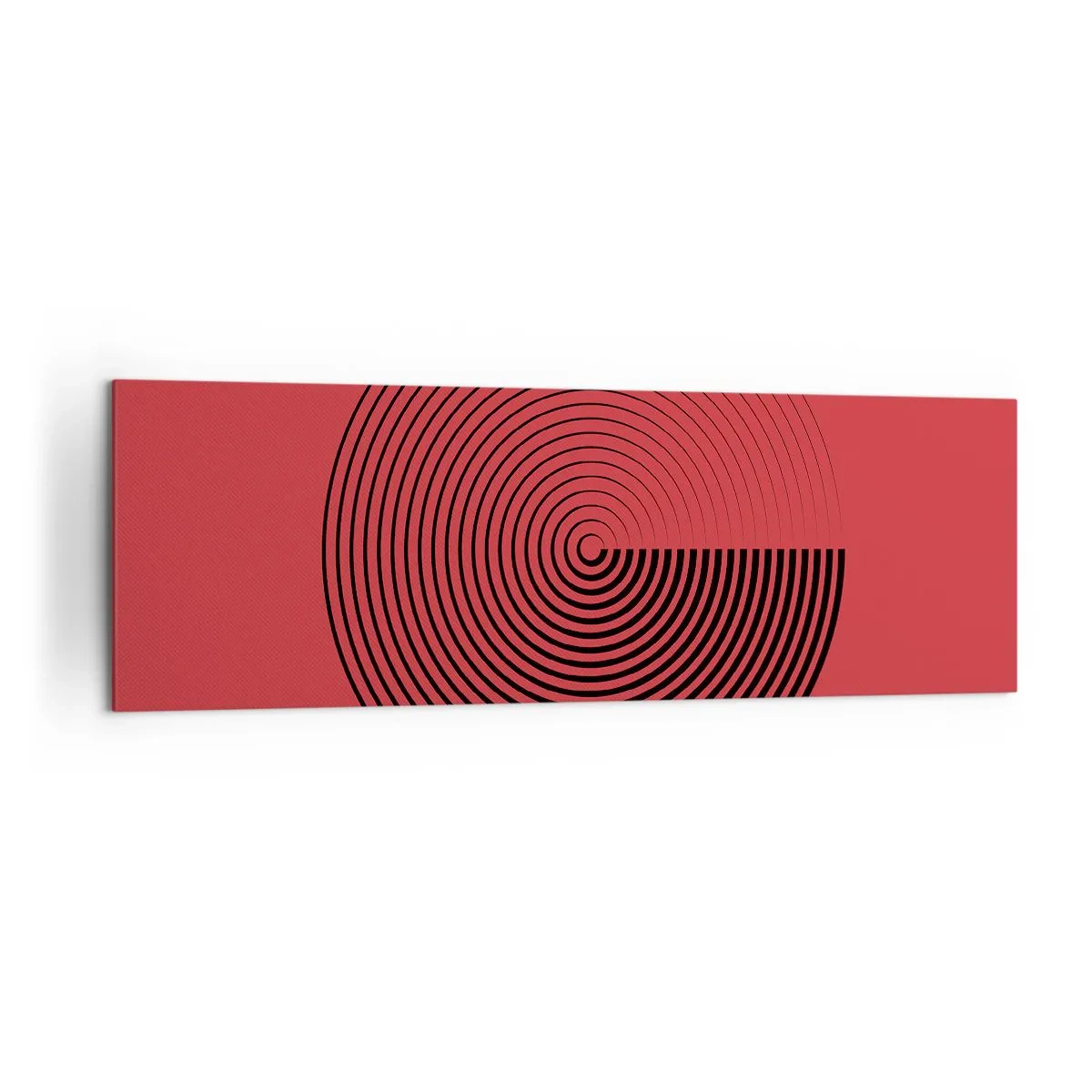 Bild auf Leinwand - Leinwandbild - Konzentrische Kreise auf rotem Hintergrund - 160x50cm - Kreisbewegung - Moderne Wanddekoration für Wohnzimmer und Schlafzimmer ARTTOR