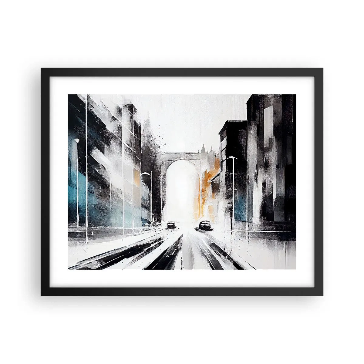 Poster in einem schwarzem Rahmen - Stadtstudie: Architektur und Bewegung - 50x40 cm
