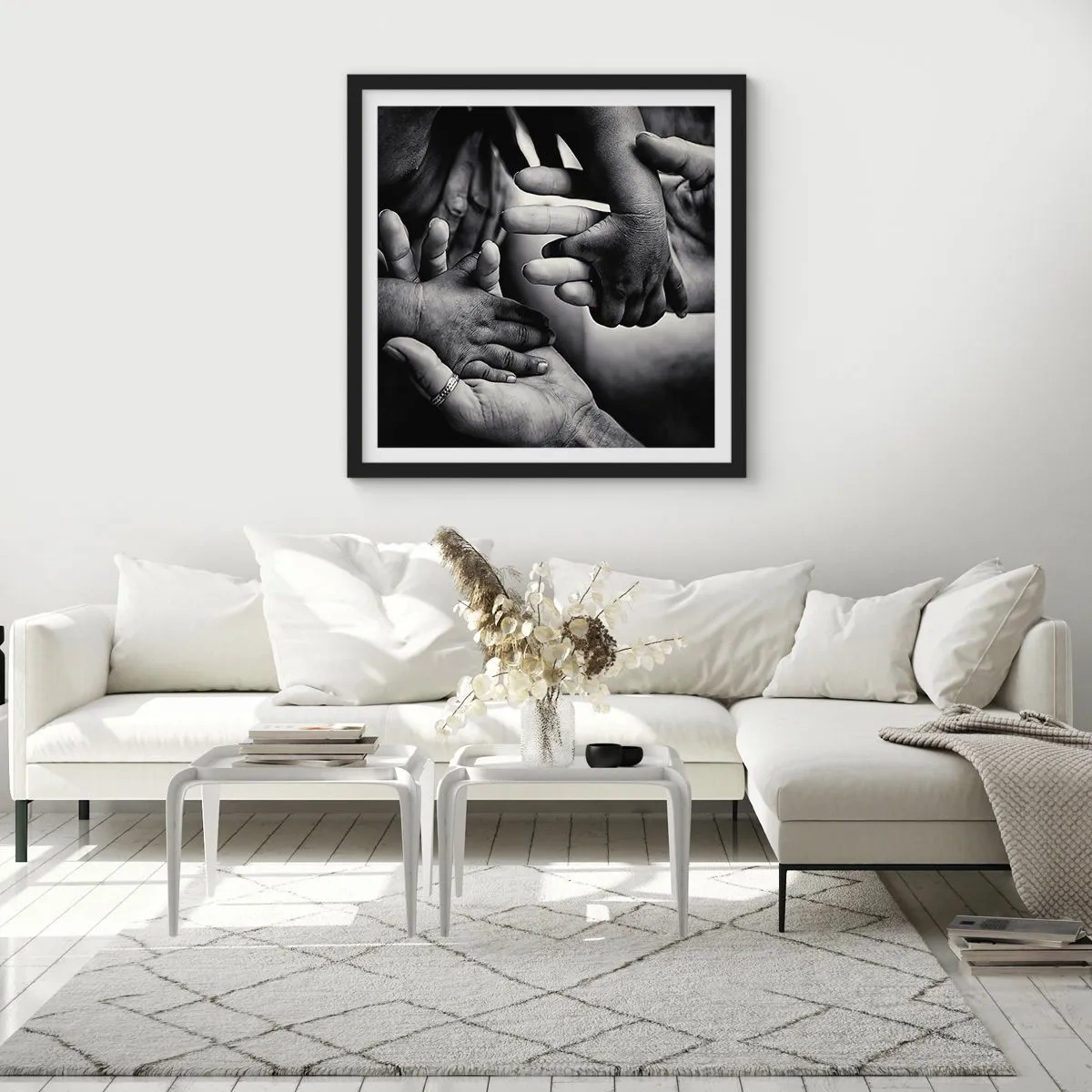 Poster in einem schwarzem Rahmen - Mensch sein - 60x60 cm