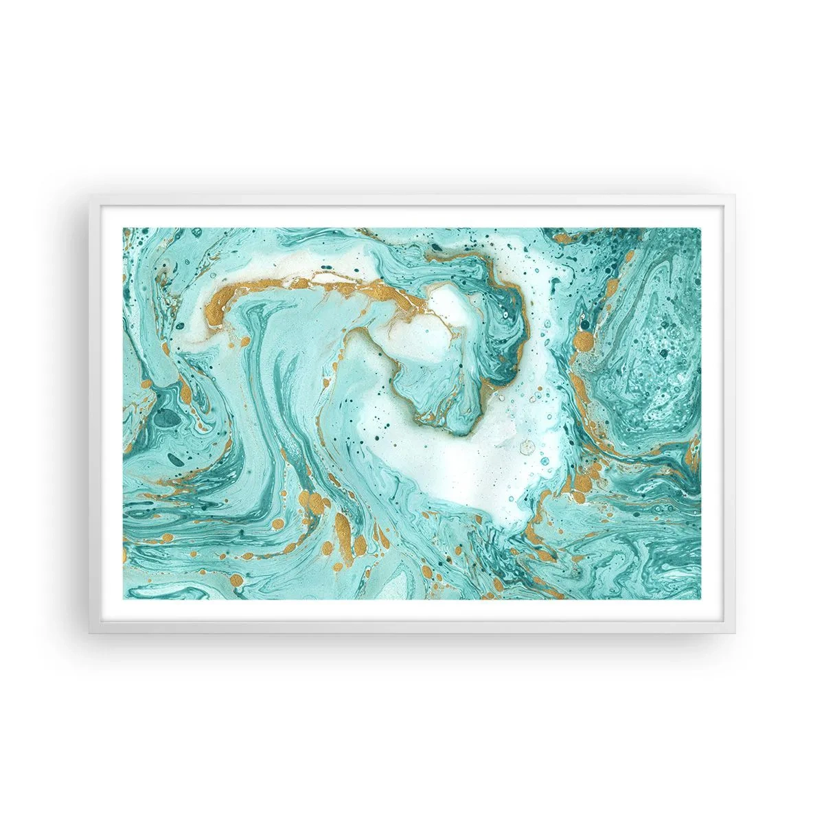 Poster in einem weißen Rahmen - Unter der großen Welle der Edo-Ära - 91x61 cm