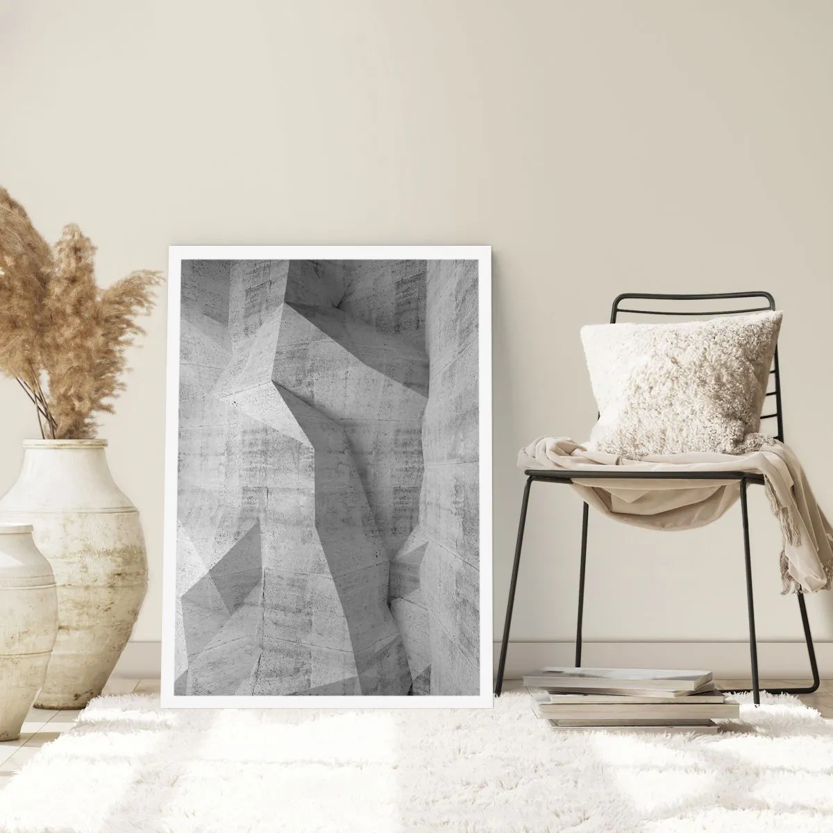 Poster - Geometrische Formen in Grautönen - 50x70cm - Eine echte Herausforderung - Moderne Wanddekoration für Wohnzimmer und Schlafzimmer ARTTOR