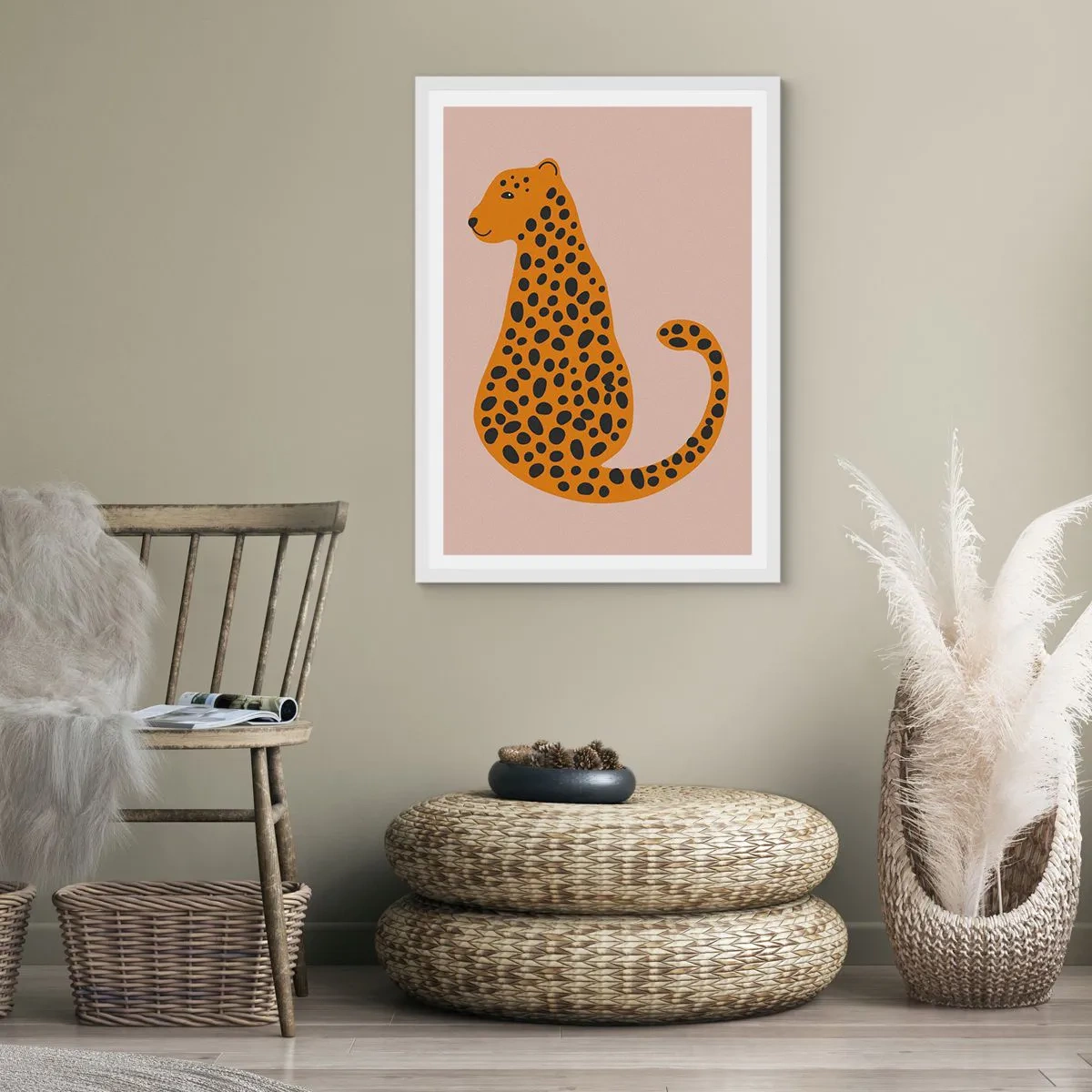 Poster in einem weißen Rahmen - Leopardenmuster ist ein modisches Muster - 30x40 cm
