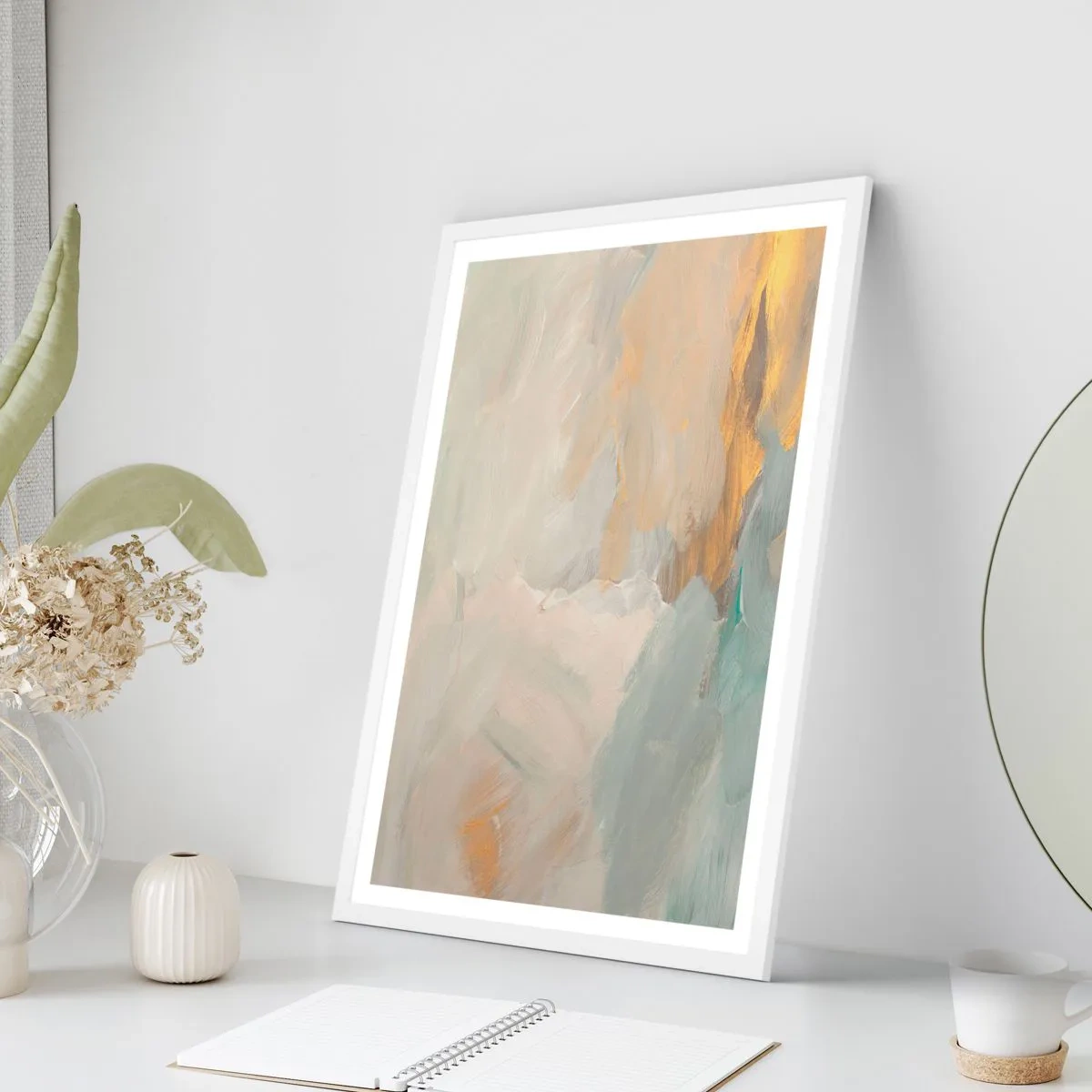 Poster in einem weißen Rahmen - Abstraktion – das Land der Sanftheit - 40x50 cm
