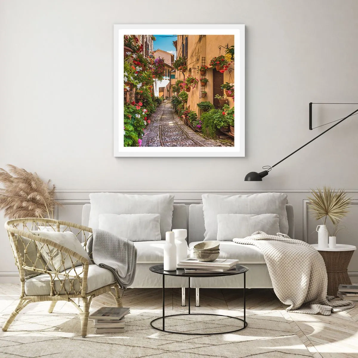 Poster in einem weißen Rahmen - Italienische Gasse - 50x50 cm
