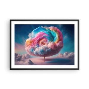 Poster in einem schwarzem Rahmen - Eine spiralförmige Wolke mit Pastellfarben am Himmel - 70x50cm - Traum von einem Vergnügungspark - Moderne Wanddekoration für Wohnzimmer und Schlafzimmer ARTTOR