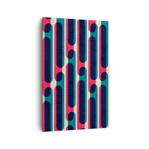 Bild auf Leinwand - Leinwandbild - Geometrisches Retro-Muster mit Pastellfarben - 80x120cm - In die Tiefe und vorwärts - Moderne Wanddekoration für Wohnzimmer und Schlafzimmer ARTTOR