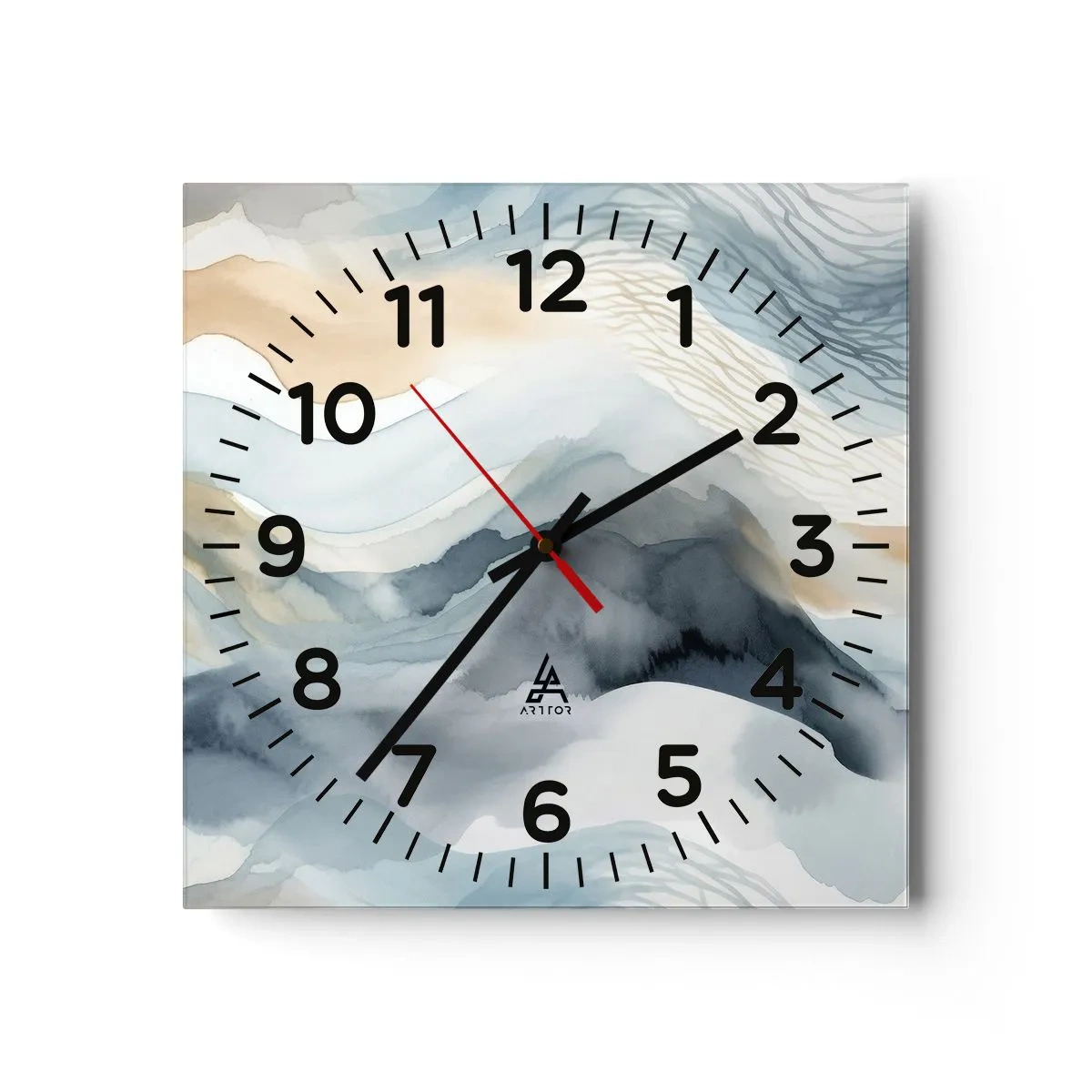 Wanduhr - Glasuhr - Verschneite und neblige Abstraktion - 30x30 cm