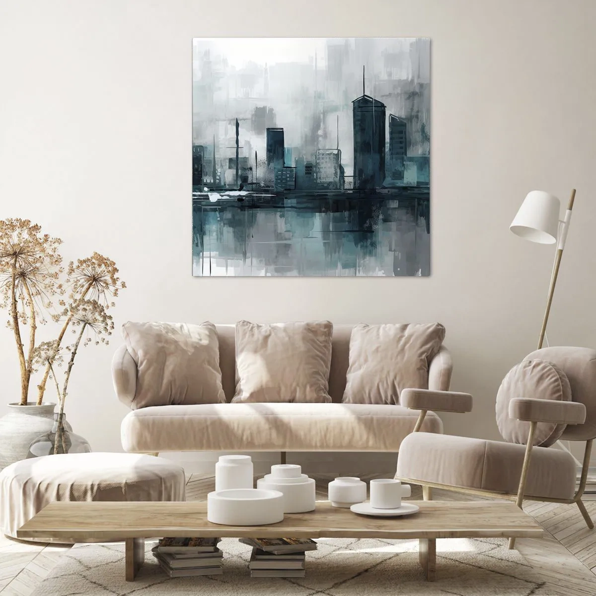 Bild auf Leinwand - Leinwandbild - Eine Stadt in der Farbe des Regens - 50x50 cm