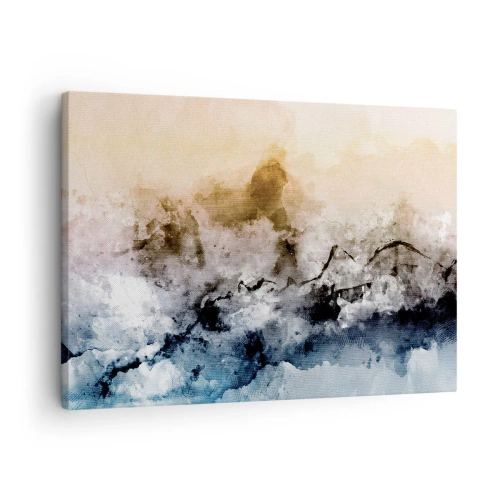 Bild auf Leinwand - Leinwandbild - Abstrakte Landschaft mit Nebel und dezenten Farben - 70x50cm - In einer Nebelwolke ertrunken - Moderne Wanddekoration für Wohnzimmer und Schlafzimmer ARTTOR