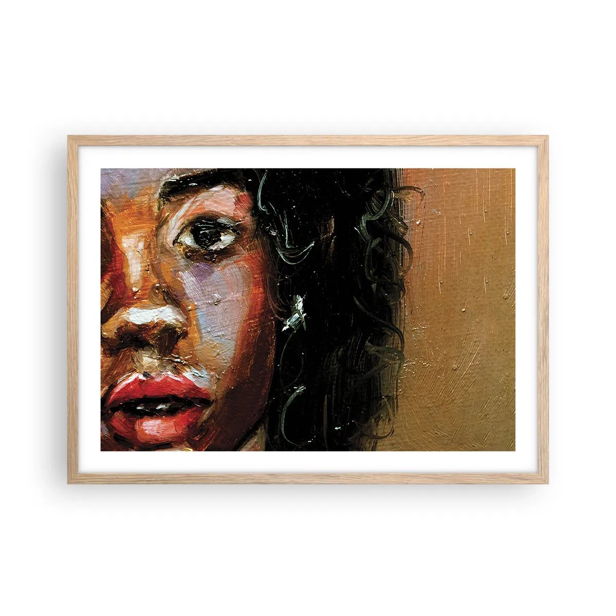 Poster in einem Rahmen aus heller Eiche - Schwarz und Glanz - 70x50 cm
