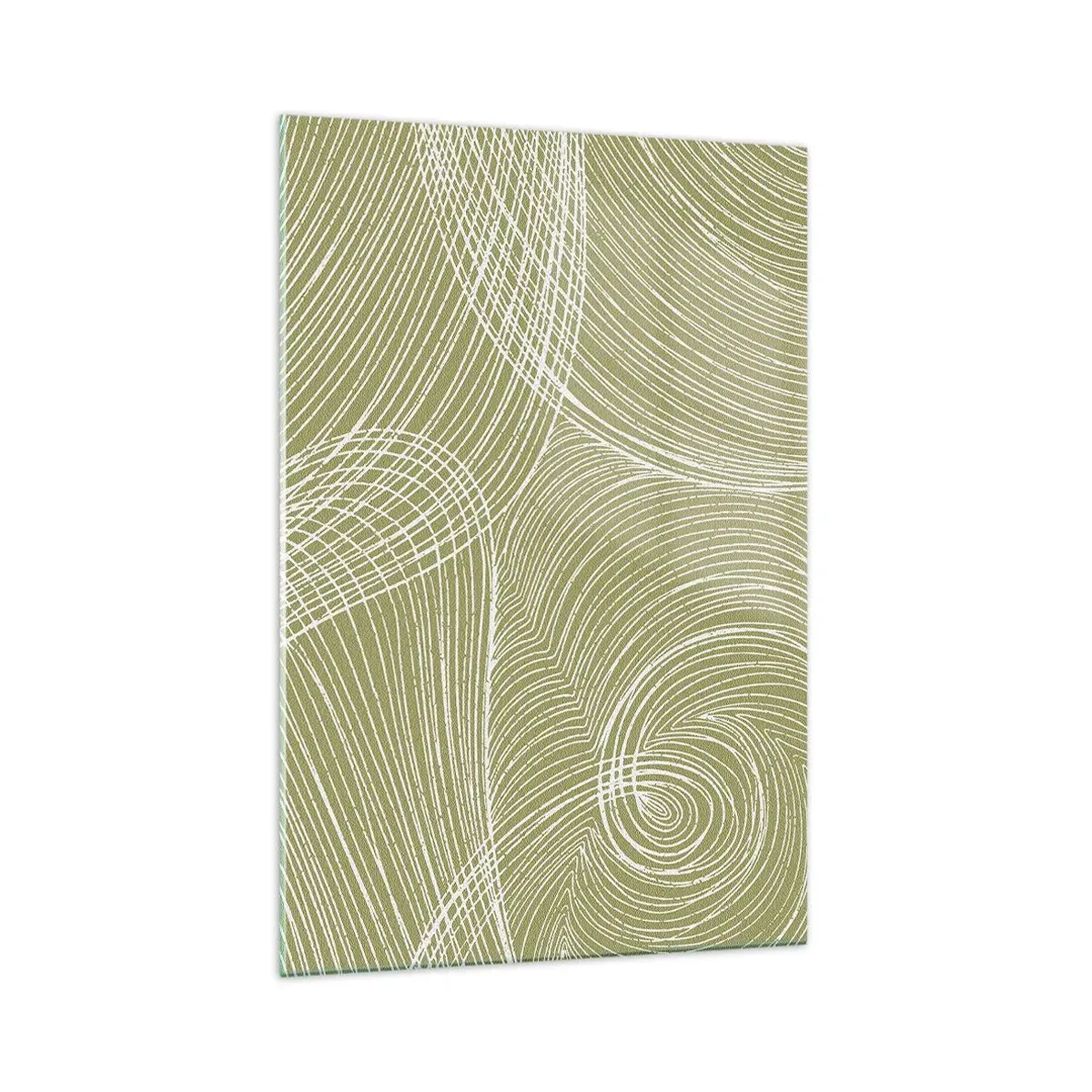 Glasbild - Bild auf glas - Grüne und weiße Linien in einer abstrakten Komposition - 70x100cm - Komplizierte Abstraktion in Weiß - Moderne Wanddekoration für Wohnzimmer und Schlafzimmer ARTTOR