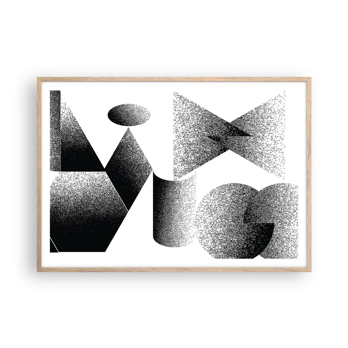 Poster in einem Rahmen aus heller Eiche - Winkel und Ovale - 100x70 cm